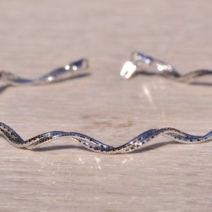 Italian Made Diamond Cut Faceted White Gold Weaved Spiral Bracelet